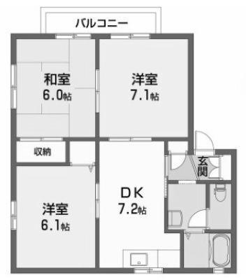 アクセスSK A・B棟(3DK/2階)の間取り写真