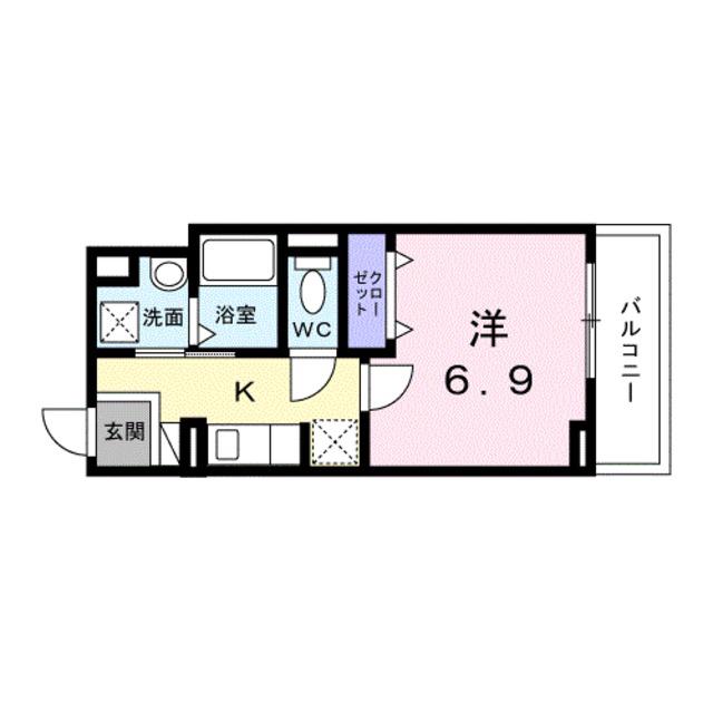 ヒカルサ京都大宮中林II(1K/2階)の間取り写真