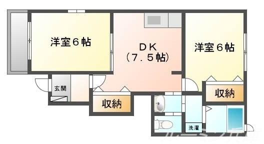 エレガンシア(2DK/1階)の間取り写真
