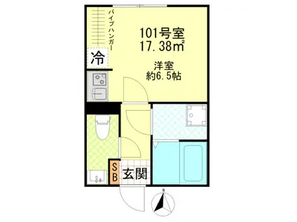 ポタッシュ川崎大師(1K/3階)の間取り写真