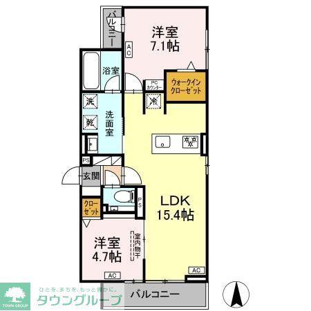 セレスティア草薙町(2LDK/2階)の間取り写真