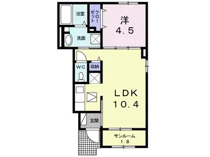 AL SOLE(1LDK/1階)の間取り写真