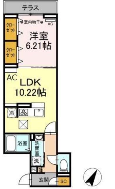 アナシエ亀有(1LDK/3階)の間取り写真