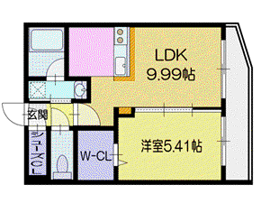 ラシュエットαIII(1LDK/3階)の間取り写真