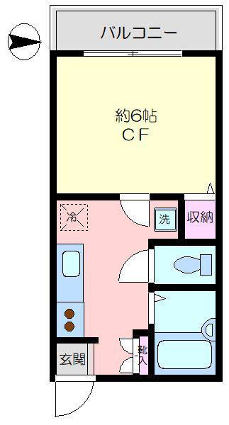 シェルハイム(1K/1階)の間取り写真