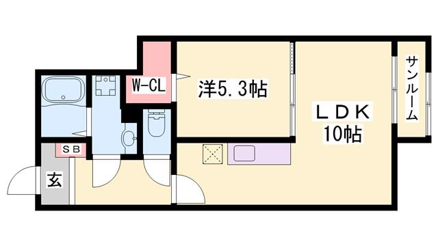 サンセールII B(1LDK/1階)の間取り写真