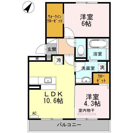 レチエIV(2LDK/2階)の間取り写真