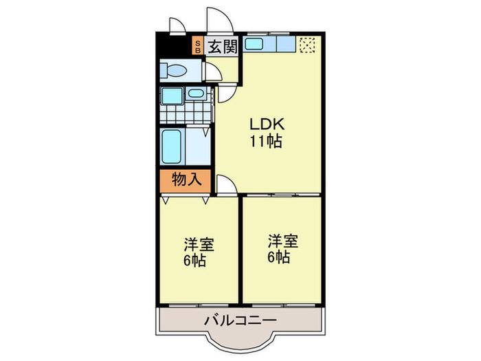 ふぉれすと守口(2LDK/3階)の間取り写真