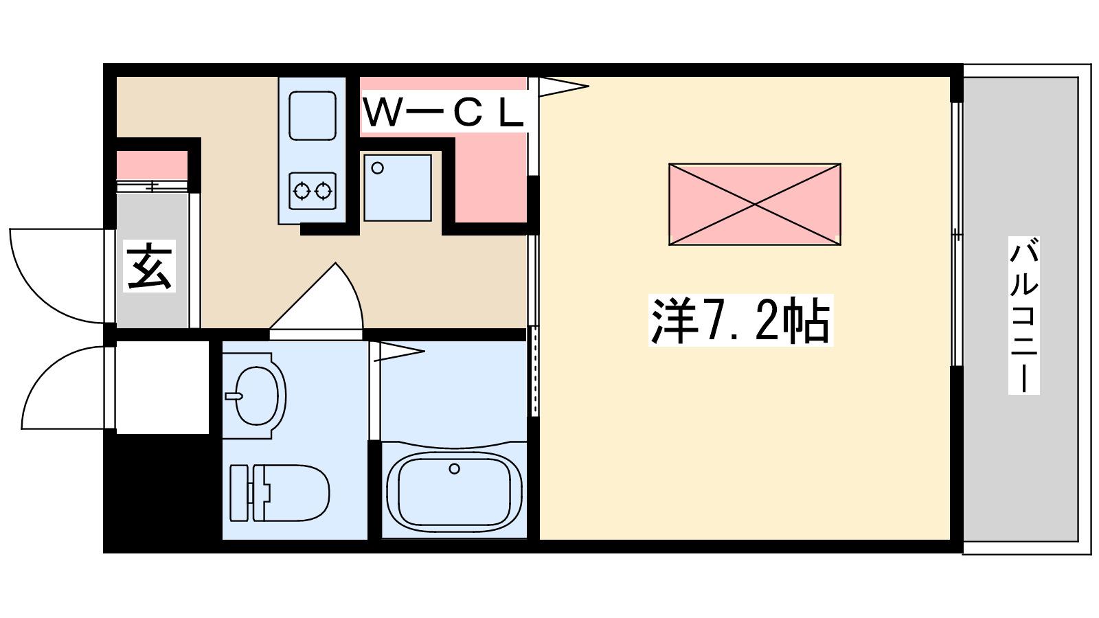 WOB三国(1K/2階)の間取り写真