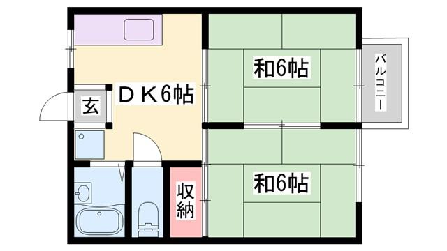 さつきハイツ(2DK/1階)の間取り写真