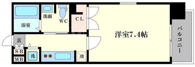 ADW RESIDENCE肥後橋(1K/3階)の間取り写真