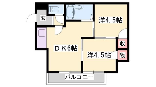 シーライフ東二見(2DK/2階)の間取り写真