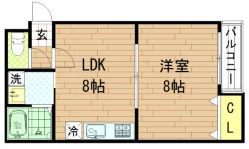 IRIS勝山(1LDK/3階)の間取り写真