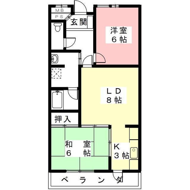 コーポFUKUSIMA(2LDK/1階)の間取り写真
