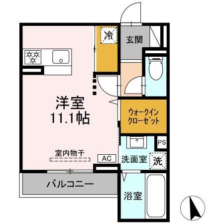 ヒロ・ブランシェ(ワンルーム/3階)の間取り写真