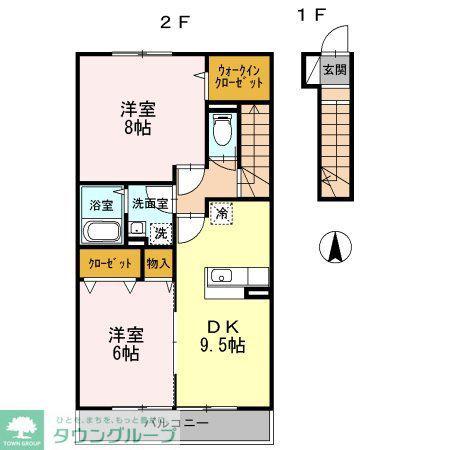 ルミエール(2DK/2階)の間取り写真