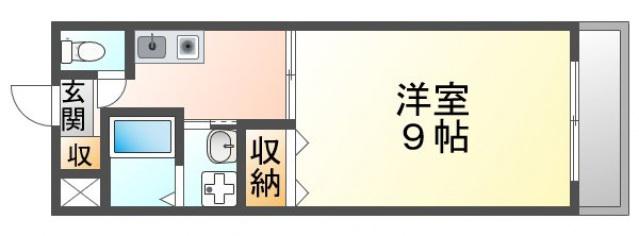 ヴィラほったII(1K/3階)の間取り写真