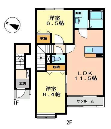 サフィーナ(2LDK/2階)の間取り写真