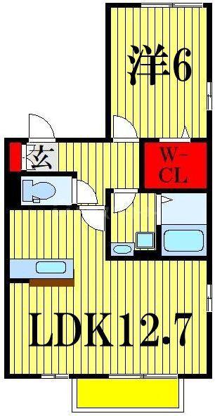 ロイヤルヒルズL(1LDK/2階)の間取り写真