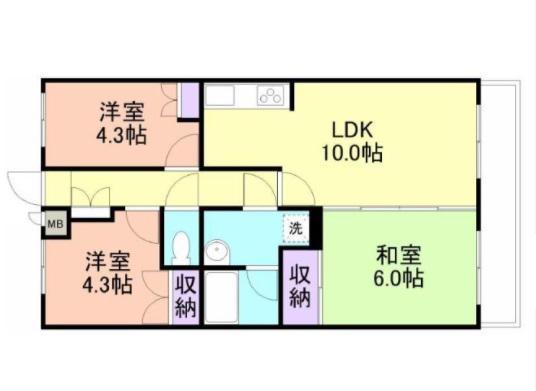 メゾン梶取(3LDK/5階)の間取り写真