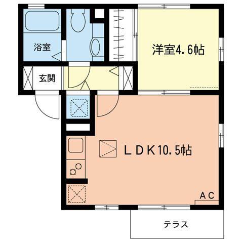 ドエル・リヴェール(1LDK/1階)の間取り写真