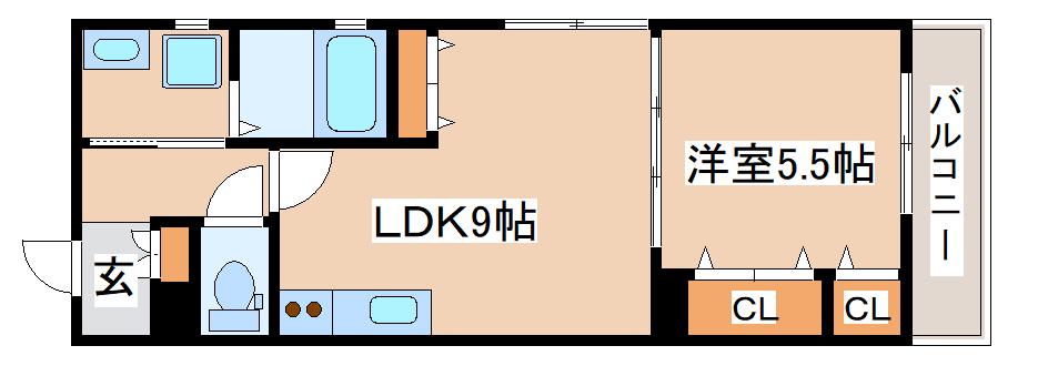 リアン西山町(1LDK/1階)の間取り写真