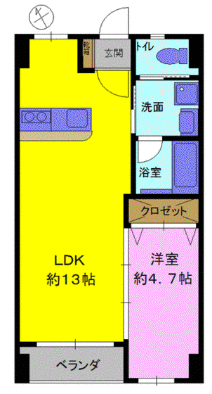 サンライト敷戸(1LDK/6階)の間取り写真