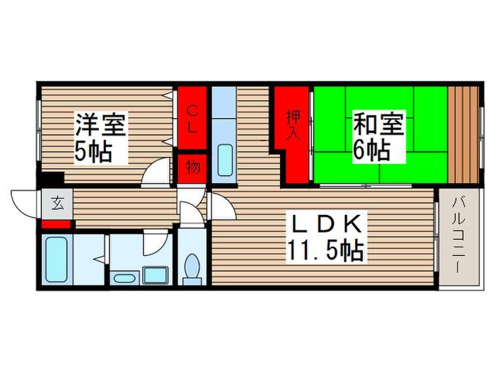 トゥインクル秋津(2LDK/5階)の間取り写真