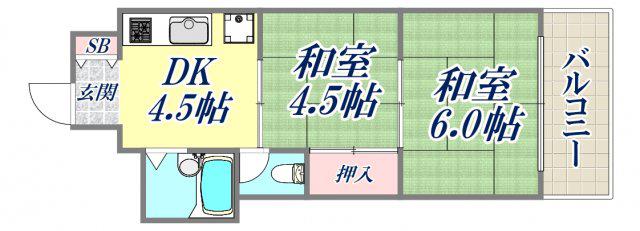 飛鳥グランドパレス(2DK/3階)の間取り写真