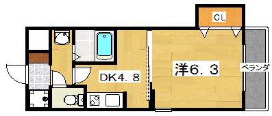 トゥリオ・イン(1DK/3階)の間取り写真