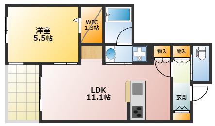 アミ・フルール(1LDK/1階)の間取り写真