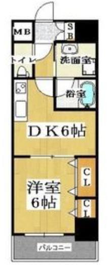 CITY SPIRE難波南(1DK/4階)の間取り写真