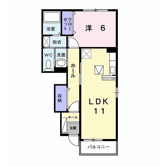 ソレアードIII(1LDK/1階)の間取り写真