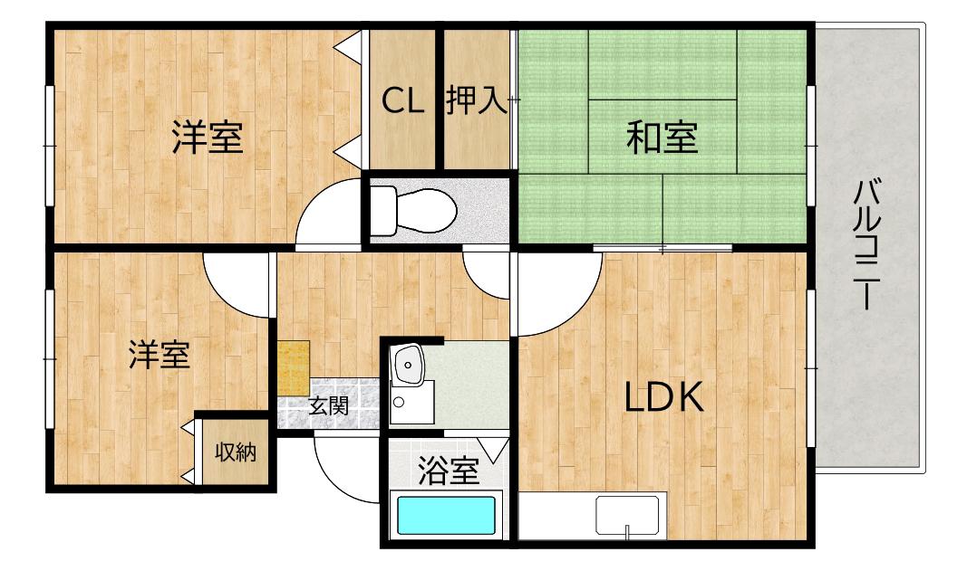 フォーブル安田I(3LDK/1階)の間取り写真