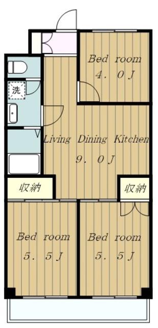 堀江ビル(3LDK/2階)の間取り写真