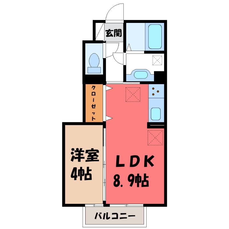 ヴィアーレ(1LDK/1階)の間取り写真
