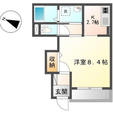 ソレイユ(ワンルーム/1階)の間取り写真