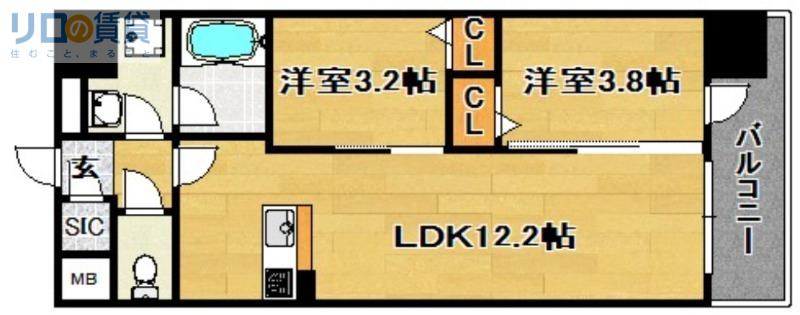スプランディッド大阪イースト(2LDK/10階)の間取り写真