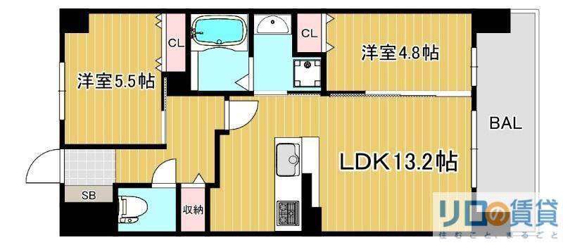 アーバンパーク淡路(2LDK/6階)の間取り写真