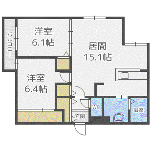 メルシメゾン(2LDK/4階)の間取り写真