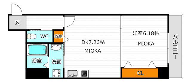 エムズスクエア西田辺(1LDK/4階)の間取り写真