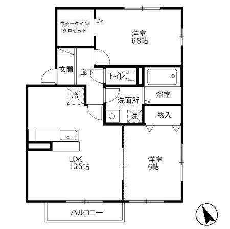 リビングタウン飯岡新田II(2LDK/1階)の間取り写真