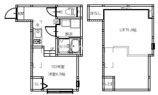 LOFT AOI(1K/1階)の間取り写真