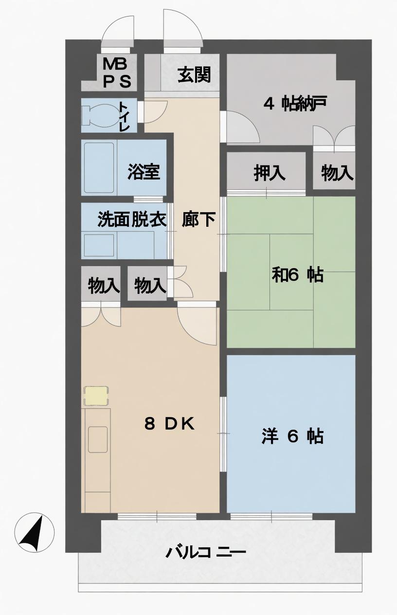 正岡ビル(2SLDK/6階)の間取り写真