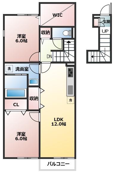 リーブルREN(2LDK/2階)の間取り写真