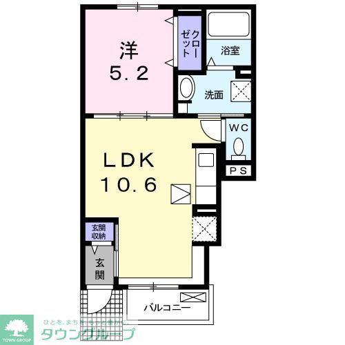 ポンテムール(1LDK/1階)の間取り写真