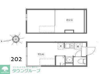ブリスガーデン(ワンルーム/2階)の間取り写真
