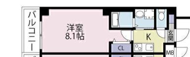 ルミエナ東三国(1K/4階)の間取り写真