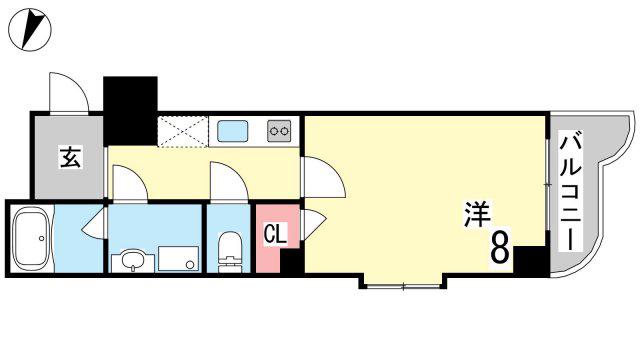 シャトードールIII(1K/2階)の間取り写真