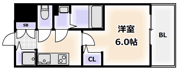 エスリードレジデンス大阪ザ・クラス(1K/8階)の間取り写真